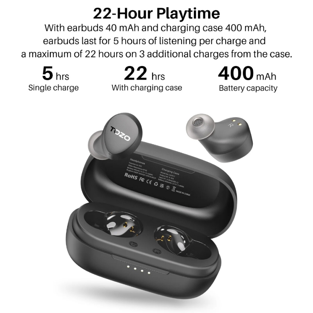[ประกันศูนย์ไทย] TOZO Agile Dots หูฟังบลูทูธ In-Ear IPX5 Bluetooth 5.3 หูฟังฟังบรูทูธ