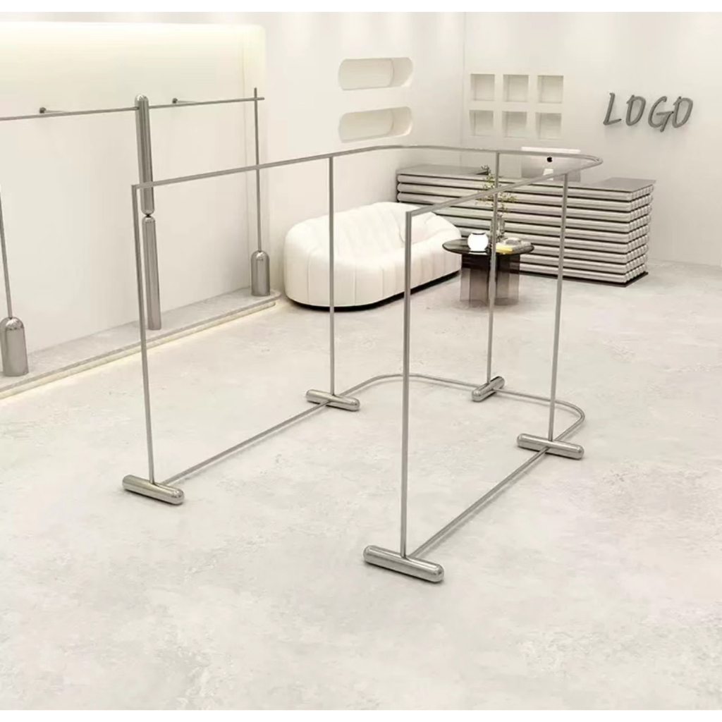 🌟พร้อมส่ง🌟ราวสแตนเลส304-ความหนา1.0 ราวโค้ง ราวเข้ามุม กว้า120ยาว120-150สูง160ซม.