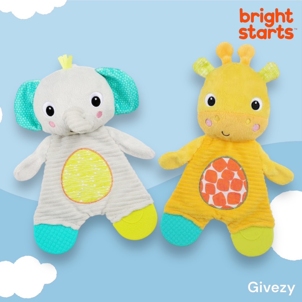 พร้อมส่ง 🧸ตุ๊กตายางกัด ของเล่นเด็ก เสริมพัฒนาการ Bright Starts Snuggle &amp; Teethe Elephant Plush