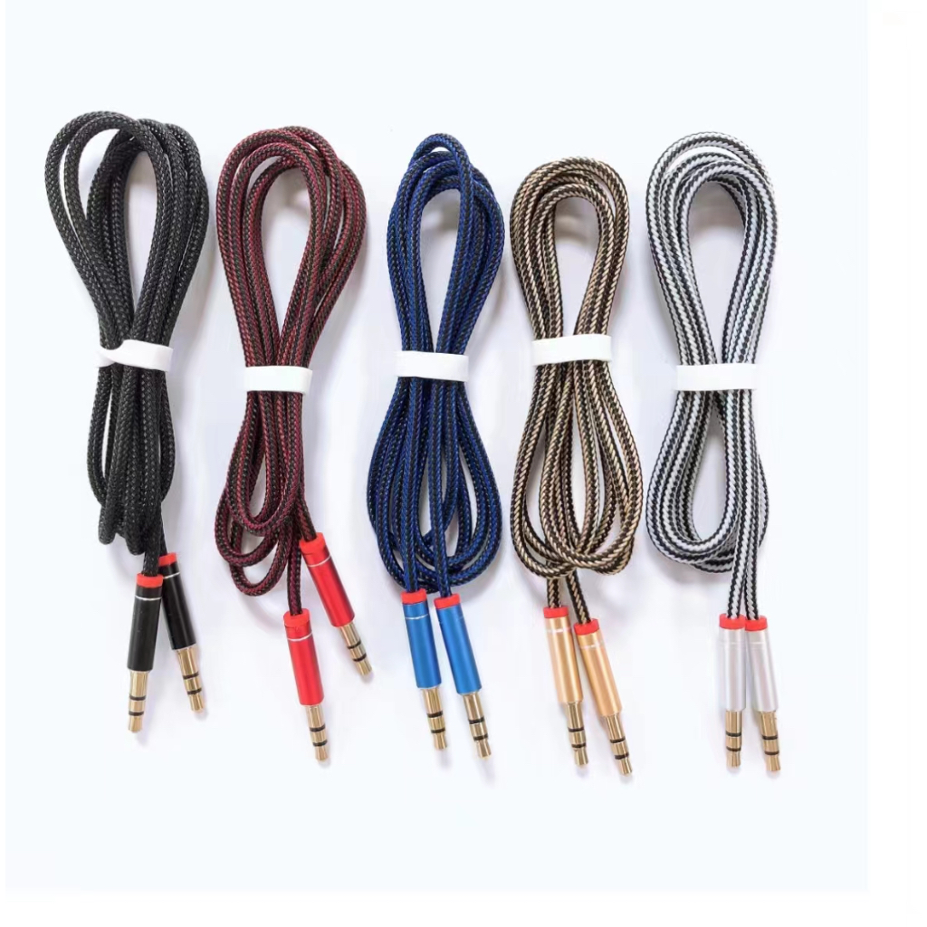 สายต่อลำโพง AUX / ต่อในรถ/ความยาว1เมตร สินค้าพร้อมกล่อง(แบบสองขีด!!!)