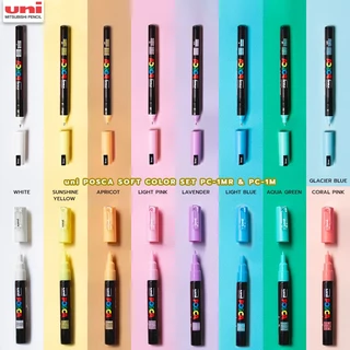 UNI POSCA ปากกาพอสก้า Posca 3M และ 5M สีพาสเทล สีสว่าง ปากกาเพ้นท์อเนกประสงค์ ปากกาเพ้นท์รองเท้า โมเดล ยูนิ
