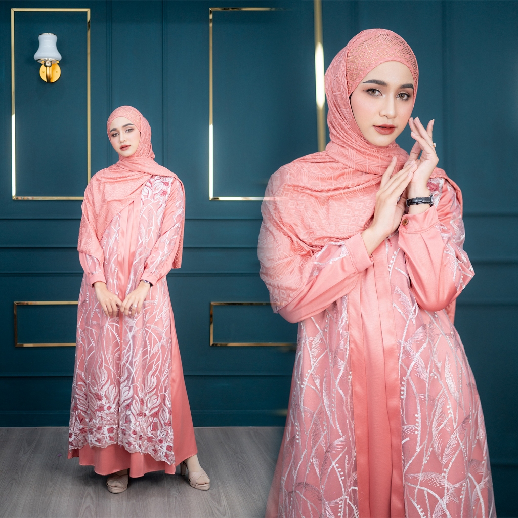 ชุดเดรส ผ้าซาร่า อาบาย่าลายลูกไม้ สวมใส่ง่าย ผ้าใส่สบาย ลายลูกไม้ IM68 วาริสมุสลิม EP1.