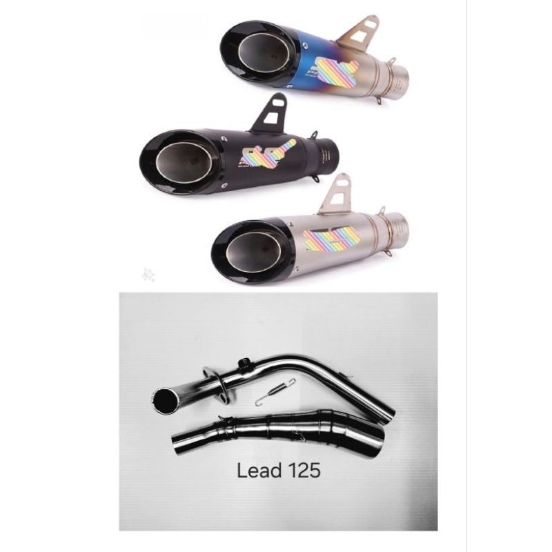 คอท่อ Lead 125 มีรูเซ็นเซอร์ สำหรับคอท่อ ขนาด 2 นิ้ว พร้อม ปลายท่อ Moto GP มี 3 สีให้เลือก ฟรีแคทลดเ