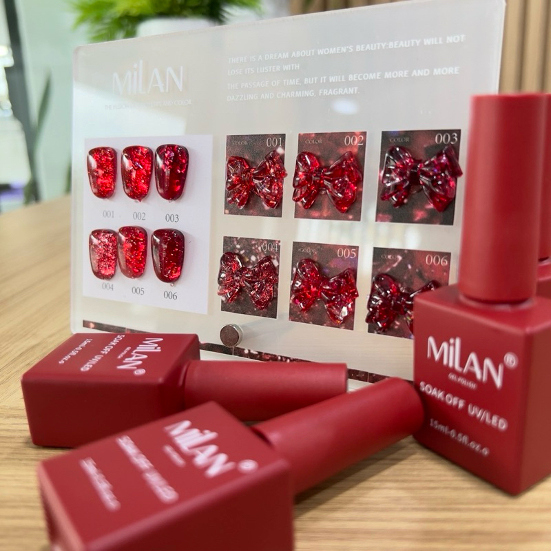 พร้อมส่ง Milan Set สีเจลกลิสเตอร์โทนแดง ชุด 6 สี กลิสเตอร์แน่นๆ สีสวยทุกเฉด ได้ใช้จริงในร้านทุกสี แถมฟรีชาร์ตสี