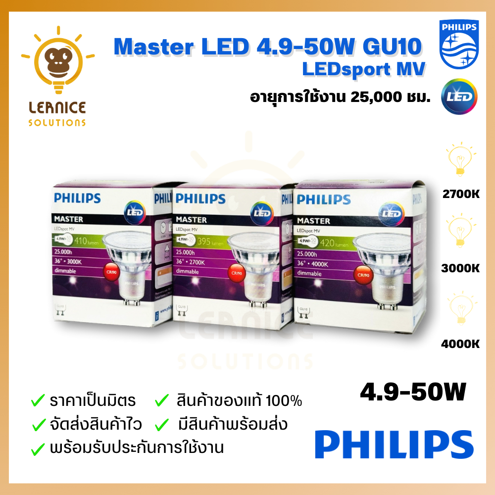 หลอดไฟ LED สปอร์ตไลท์ Master Philips / หลอดไฟขั้ว GU10 / หลอดไฟฟิลิปส์