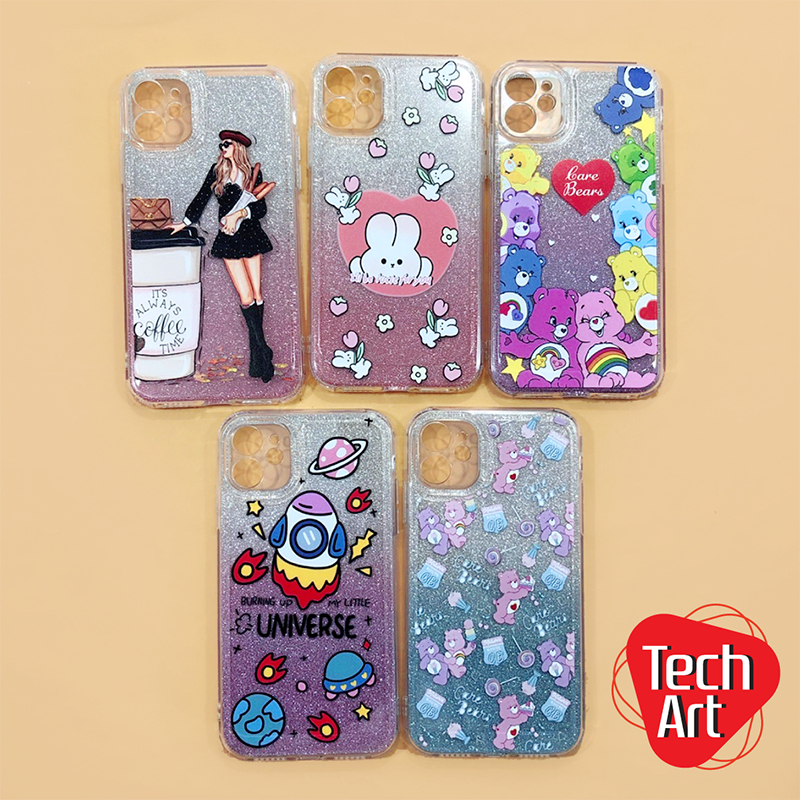 เคสนิ่มใสหลังแผ่นกากเพชรไล่สีOppo A38(4G) A57(4G) A58/A78(4G) A79 / Vivo V29 V29e Y17s Y27(4G)พิมพลา