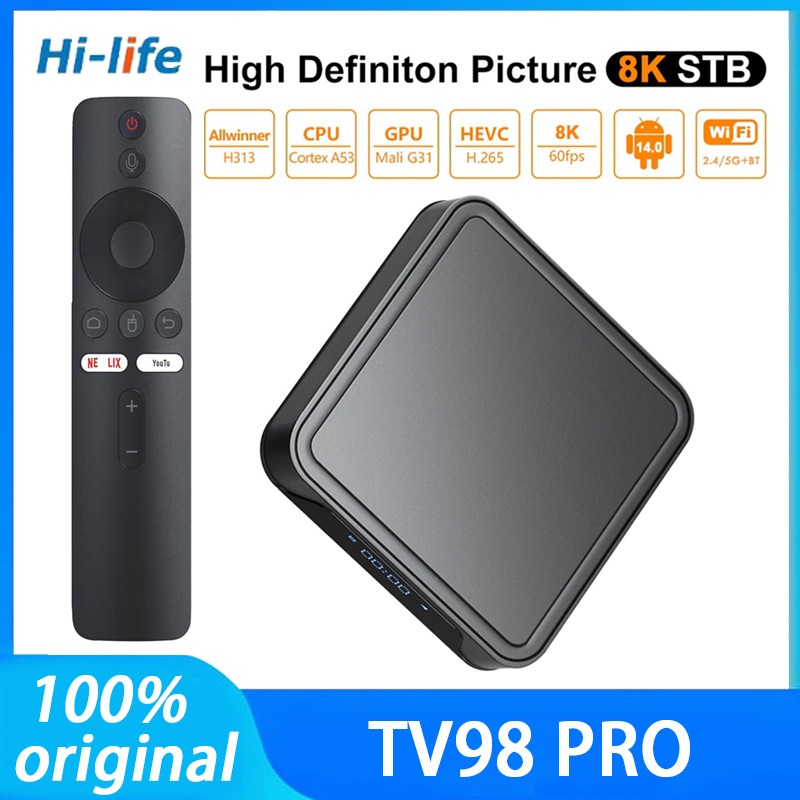 ซื้อ TV98 PRO ATV 8K Android 14 Wifi 5G การควบคุมระยะไกลด้วยเสียง Bluetooth Smart TV box Bluetooth Android box