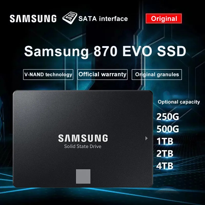 【จัดส่งในพื้นที่】SAMSUNG SSD (เอสเอสดี) 1TB 2TB 4TB 870 EVO SATA3 2.5" For Notebook เดสก์ท็อปและแล็ปท็อป