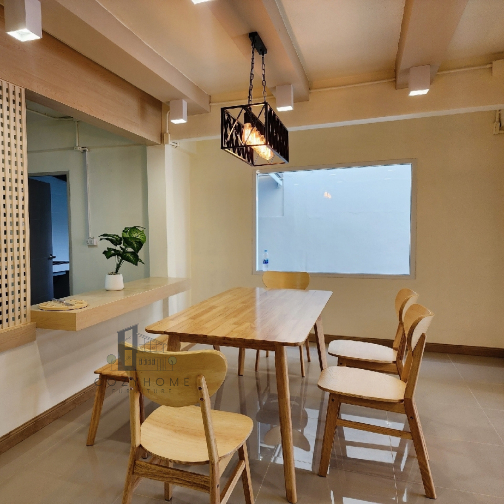 Cozy Home Furniture โต๊ะกินข้าว 6 ท่าน พร้อมม้านั่ง 1 ตัว โต๊ะกินข้าวไม้ยางพารา 140/150/180