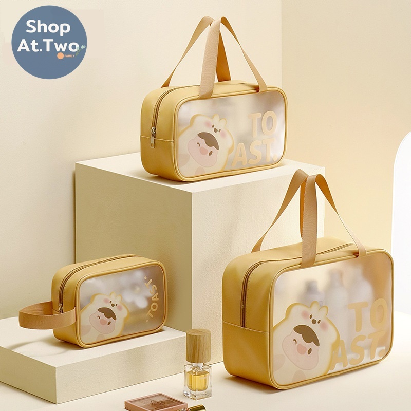 ShopAt.Two[BG6703] กระเป๋าเครื่องสําอาง PVC กันน้ำ กระเป๋าอเนกประสงค์ แบบพกพา
