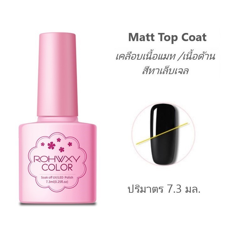 Matt Rohwxy Top Coat เนื้อแมท เนื้อด้าน เคลือบสีเล็บ ท็อปโค้ด UV LED ทาเล็บเจล สีเจล