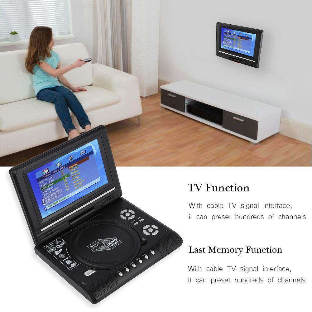 DVD Player Googoo 7.8นิ้ว/9.8นิ้วเครื่องเล่นดีวีดีแบบพกพาหมุนหน้าจอทีวีชาร์จไฟในรถ GamePad VCD DVCD MP4 MP5 100-240V