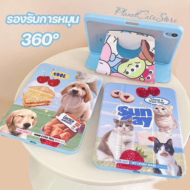 🔥พร้อมส่ง🔥เคสiPadหมุน 360°Air7 Gen11ลูกสุนัขน่ารัก Air6 11/13Cherry ช่องใส่ปากกาขวา Acrylic เคสไอแพด