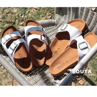 ⛄️Souta รองเท้าแตะสไตล์วินเทจ รวมรุ่นสายขาวพื้นน้ำตาล ไบเก้น⛅️ >> *ลด1ไซส์*