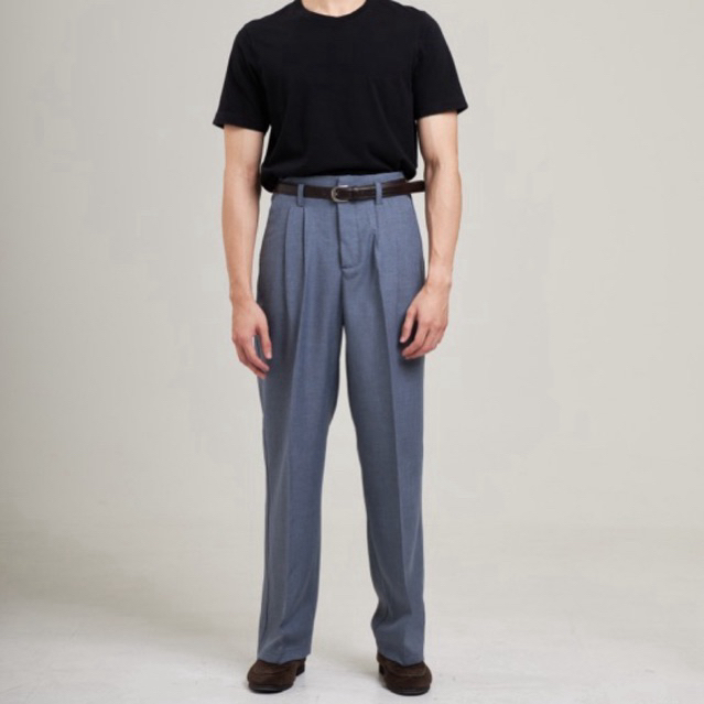 HARBER.BKK - Old money pants กางเกงสแล็คเอวสูง มีหูเข็มขัด สีกรมอมเทา