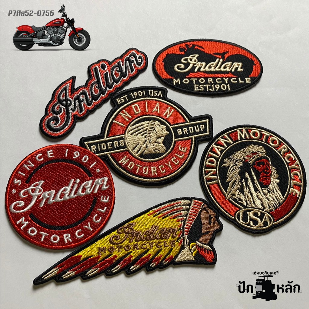 อาร์มปักลาย Indian Motorcycle Patches สำหรับรีดติดเสื้อ กระเป๋า หมวก เบาะมอร์ไซด์ รุ่น P7Aa52-0751