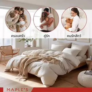 MAPLE'S ผ้าปูออเเกนิคคอตตอน สําหรับคนขี้ร้อน ฟูก10-14นิ้ว​ รัดมุม กันไรฝุ่น 3.5 5 6ฟุต ผ้าปูฝ้าย