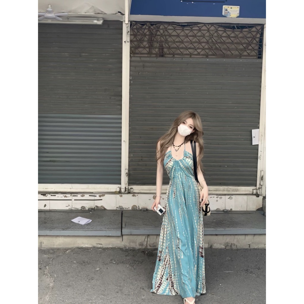 พร้อมส่ง ชุดเดรสยาว สายมัดคอ สไตล์โบฮีเมียน ใส่สบาย รูปที่ 3