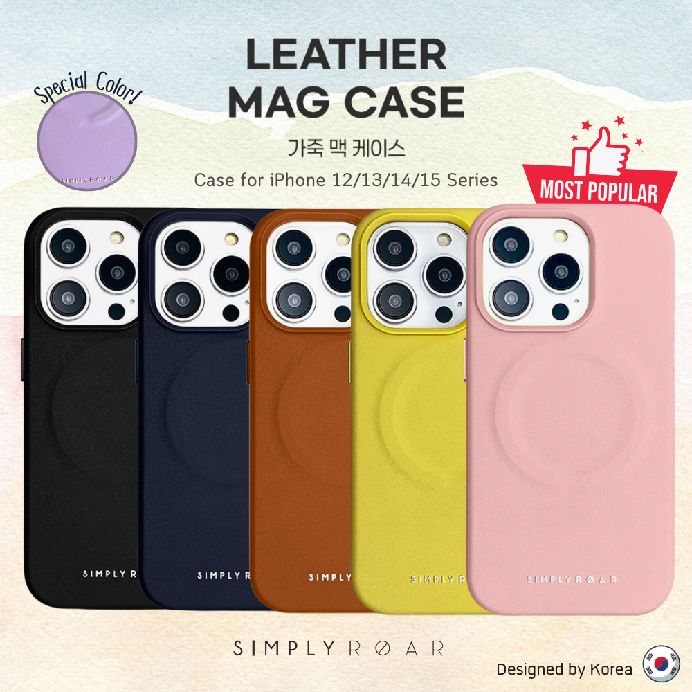 SIMPLY ROAR Leather Mag Case Series เคสกันกระแทก สำหรับ iPhone 15/14/13/12 Series ( เคสหนัง เคสเกาหลี )
