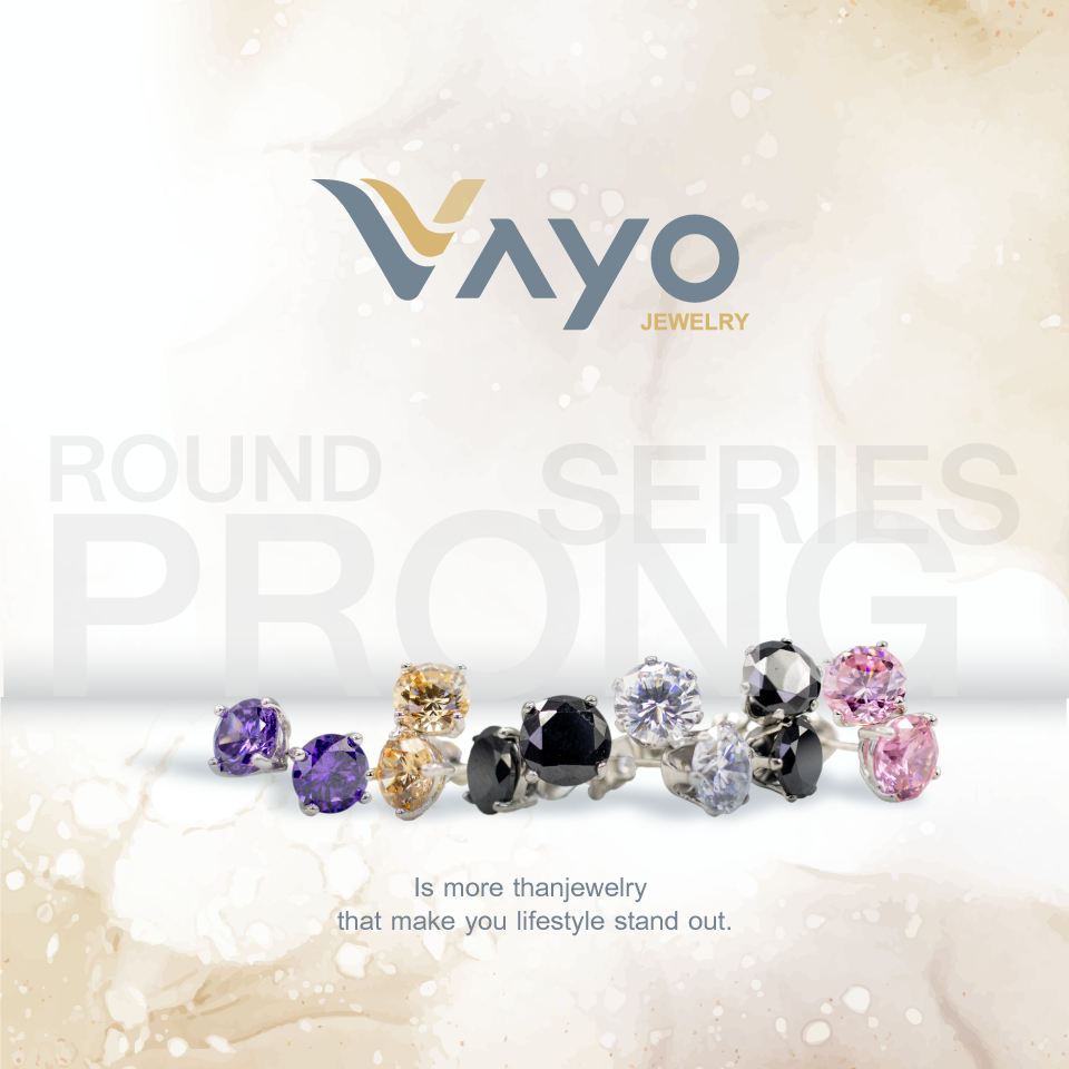 ต่างหูเพชร หนามเตยแบบกลม เงินแท้925  : Vayo Jewelry