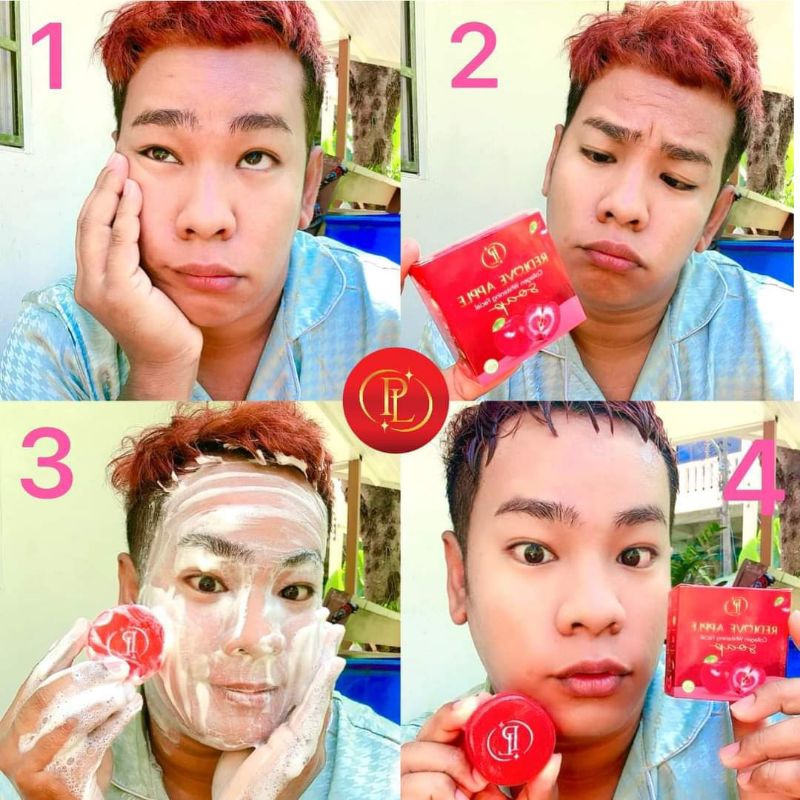 REDLOVE APPLE Collagen Whitening Facial Soap 60gผลิตภัณฑ์ทำความสะอาดหน่าฟองโฟมนุ่มละเอียดไม่ระคายเคือง