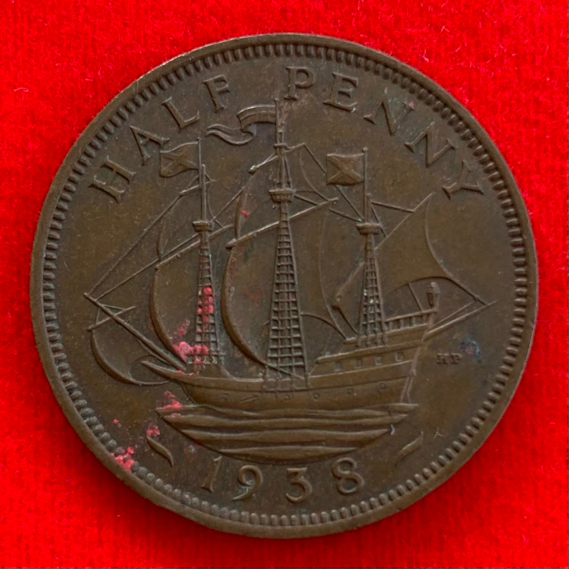 🇬🇧 เหรียญอังกฤษ United Kingdom ½ penny ปี 1938 เหรียญ​ต่างประเทศ