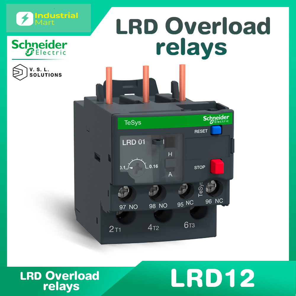 Schneider Electric LRD12 โอเวอร์โหลด รีเลย์ 3P, 5.5-8A Thermal Overload Relays