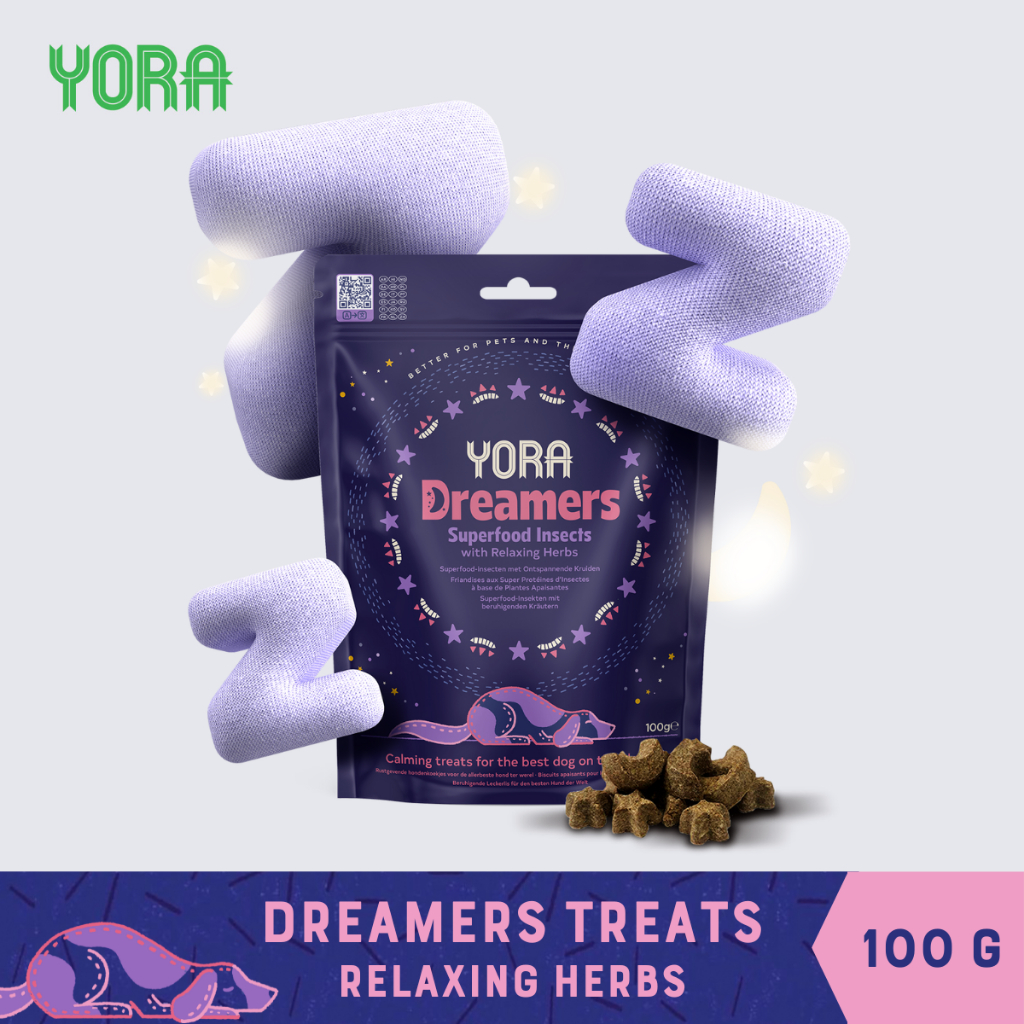 YORA Dreamers Baked Dog Treats 100g โยรา ดรีมเมอร์ส ขนมบิสกิตโปรตีนจากแมลงสำหรับสุนัข