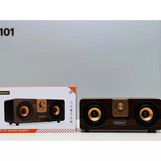 ลำโพงบลูทูธ MN-101 เสียงทุ้มหนักแน่น ลำโพงลายไม้2ดอก Bluetooth