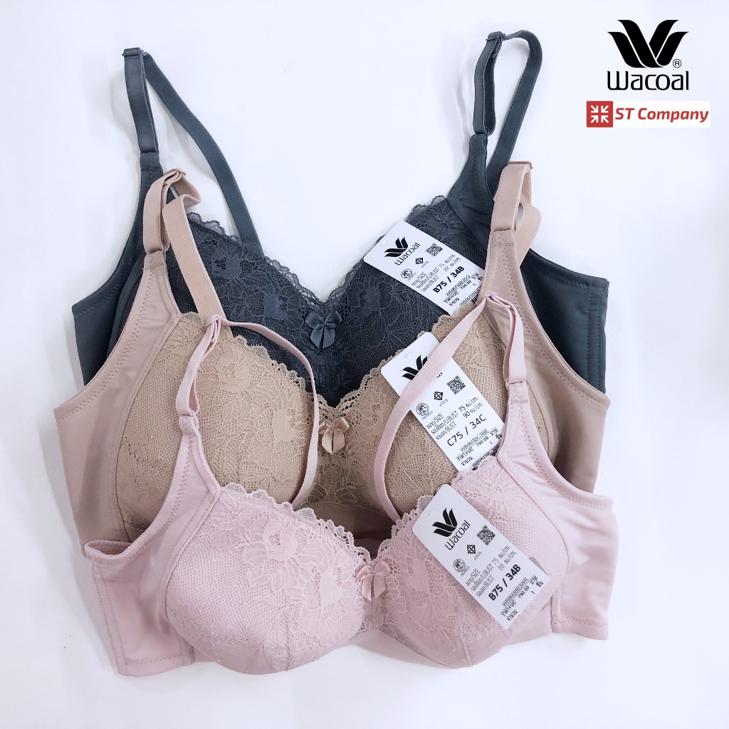 เสื้อใน Wacoal Basic Bra รุ่น WB9M38 บรา 4/5 cup ไร้โครง ไม่มีโครง เสริมฟองบาง ช่วยเก็บกระชับ เก็บเน