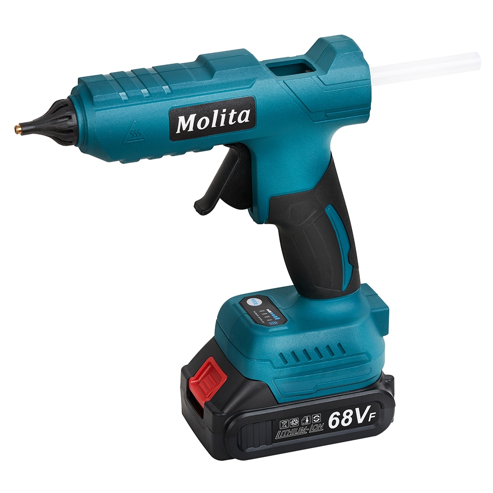 MOLITA ปืนยิงกาวแบตเตอรี่ 68V ปืนยิงกาวไร้สาย ปืนยิงกาว แบตเตอรี่ 2 ก้อน ปืนกาว ปืนยิง แถมฟรี กาวแท่ง 2 อัน - รูปที่ 2