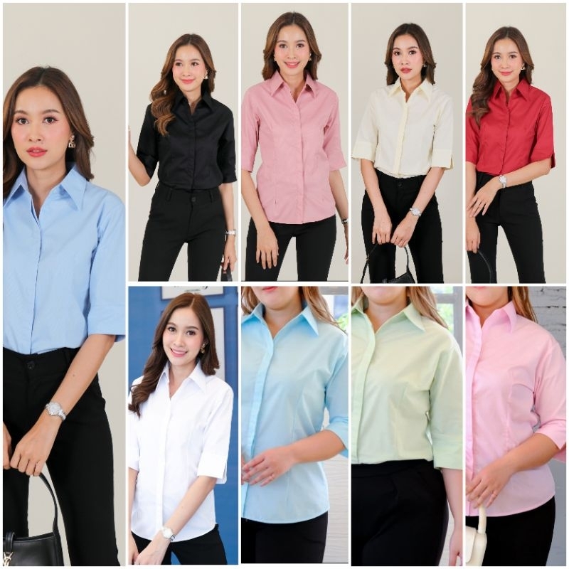 เสื้อเชิ้ตธรรมดาแขน3ส่วน