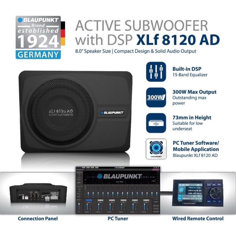 BLAUPUNKT XLf 8120 AD VELOCITY POWER ACTIVE SUBWOOFER + DSP ซับบ็อก 8 นิ้ว พร้อม DSP ในตัว