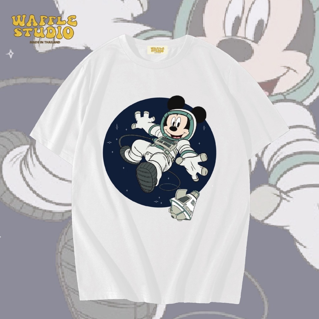 [ ส่งฟรี ] WS0096 เสื้อยืดโอเวอร์ไซส์ เสื้อยืดเกาหลี ผ้าคอตตอน100% เสื้อยืด Mickey Mouse มิกกี้เมาส์ WAFFLE STUDIO