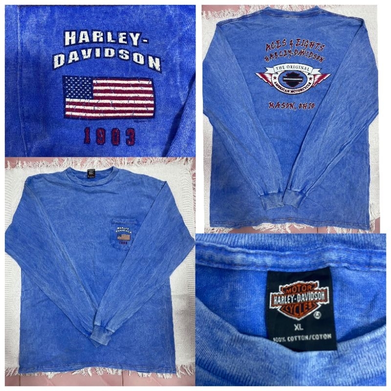 เสื้อฮาเล่แขนยาวของแท้90s​Harley-Davidson