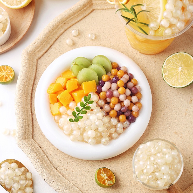 มุกป๊อบสอดไส้แห้วข้างใน กัดป๊อบกรอบอร่อยPopping Boba BoBoQ Pearl milk tea shop dedicated original  Material青稞红豆马蹄爆爆珠