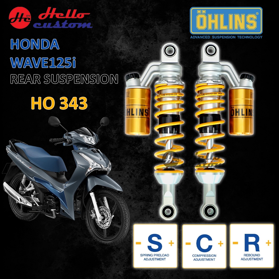 โช้คหลัง OHLINS HO 343 WAVE 125i 2023-2024 Rear Shock WAVE125i HO343