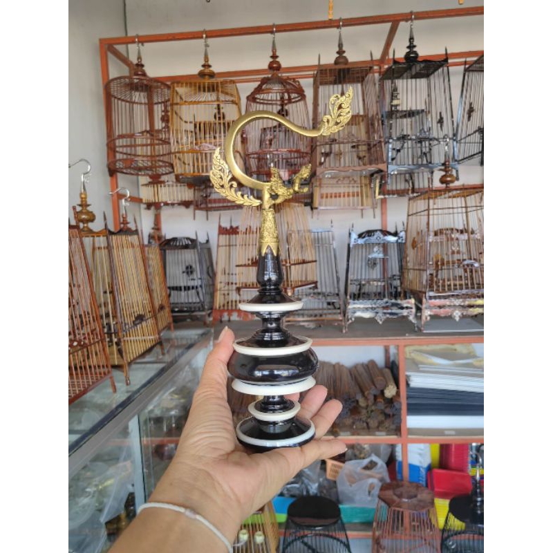 หัวกรงนก หัวกรงเรซิ่นดำรัดขาวพร้อมหัวตะขอท้องปลิงกินรี ขนาด 15-17 ซี่