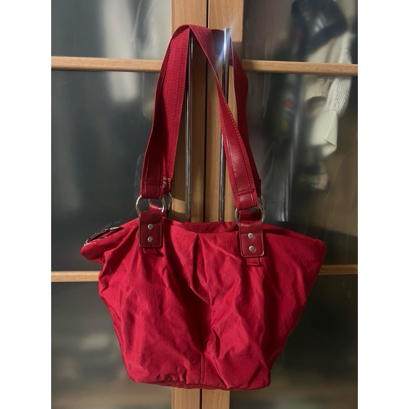 Elle กระเป๋าสะพายไหล่ สีแดงเชอร์รี่ y2k