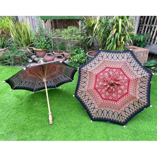 ร่มผ้าลายไทย ขนาด17นิ้ว ร่มผ้าลายไทยมีเชิงสวยงาม (ผ้าลายอาจม…