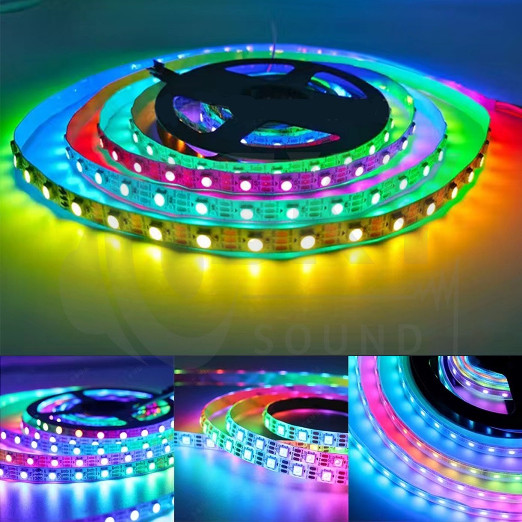 SKYSOUND แถบริบบิ้นไฟ Led RGB IP30 WS2812B 60 ดวง/M DC 5V ยาว 2ม. 5ม.  ยืดหยุ่น แถบไฟ Led Strip ตัวควบคุมเพลง LED บลูทูธ รูปที่ 7
