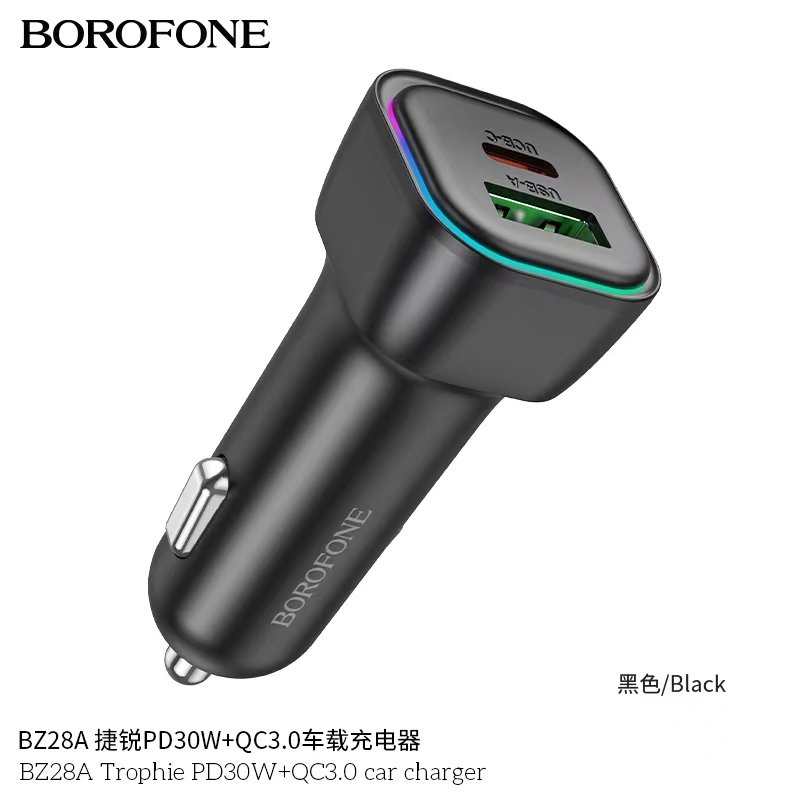 BOROFONE รุ่น BZ28A หัวชาร์จในรถ ชาร์จเร็ว PD30W+QC 3.0 Car Chaeger หัวชาร์จรถ 2 ช่อง / Type-C+USB สินค้าพร้อมส่ง!!