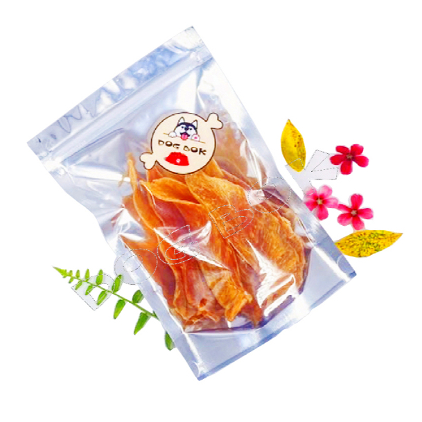 อกไก่อบแห้ง (chicken jerky) ขนาด 100g ขนมหมา ขนมแมว ไม่ทำร้ายใต ปราศจากสารปรุงแต่ง ไม่ใส่สารกันบูด ปลอดภัยไม่เค็ม