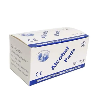 Alcohol pad แผ่นแอลกอฮอล์ 75% เช็ดทำความสะอาดแบบพกพา (100ชิ้น/กล่อง)