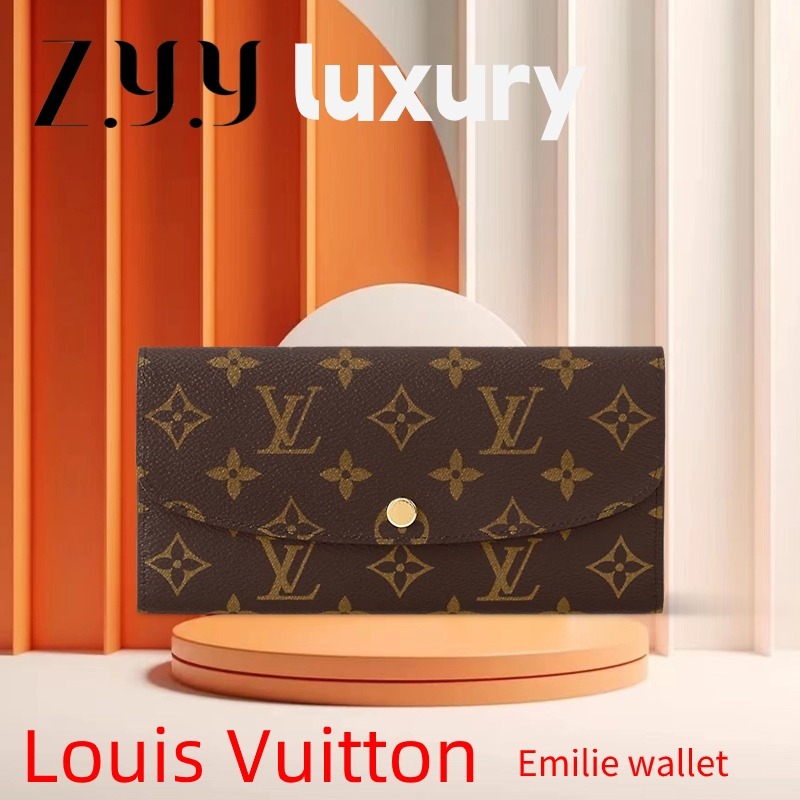 New Hot sales ราคาพิเศษ 🍒หลุยส์วิตตอง💯Louis Vuitton Emilie Wallet กระเป๋าสตางค์ใบยาว LV Wallet
