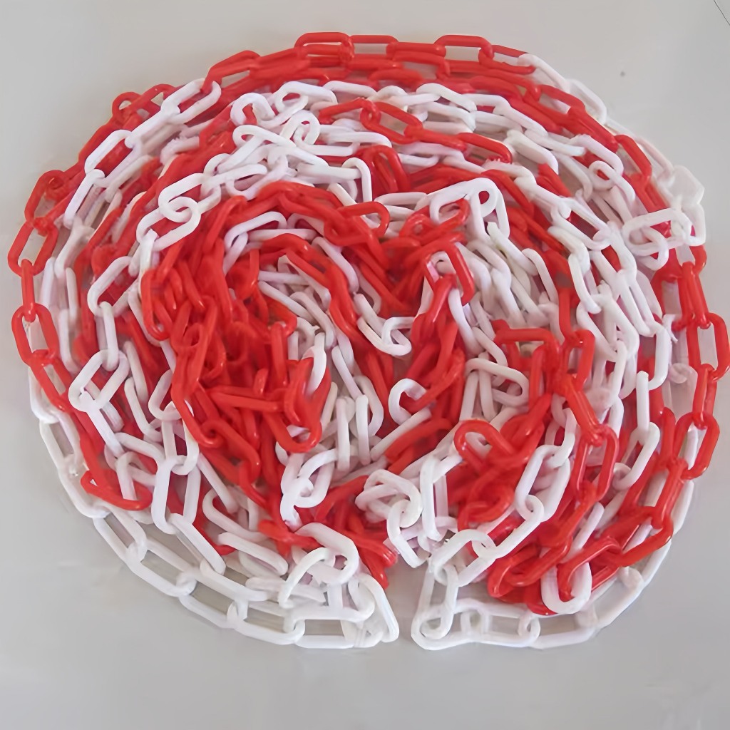 โซ่พลาสติก โซ่กั้นเขต – Plastic Chain โซ่จราจร โซ่ขาวแดง โซ่แดง 6มม. 8มม.