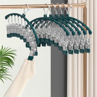 FU-ไม้แขวนเสื้อสแตนเลส ทรงโค้ง 10 หนีบ กันลื่น (พร้อมส่งจากไทย)