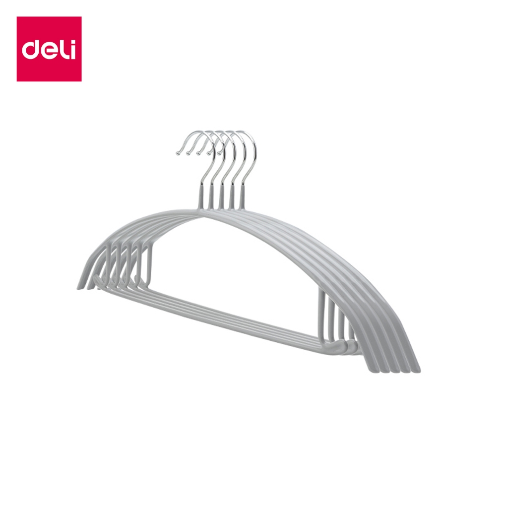 Deli ไม้แขวนผ้า ไม่แขวนอลูมิเนียม เคลือบด้วยพลาสติก ป้องกันการเกิดสนิม แข็งแรง ใข้งานได้ยาวนาน สไตล์
