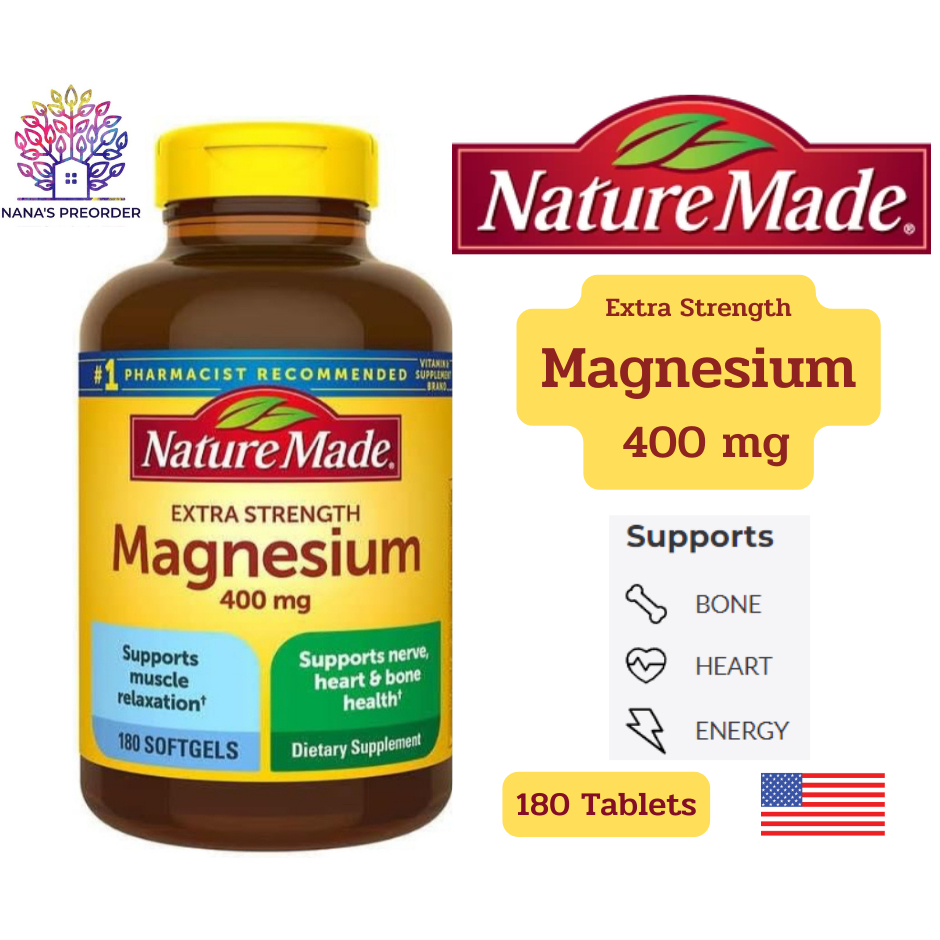 Nature Made Magnesium (แมกนีเซียม) Extra Strength 400 mg 180 Tablets