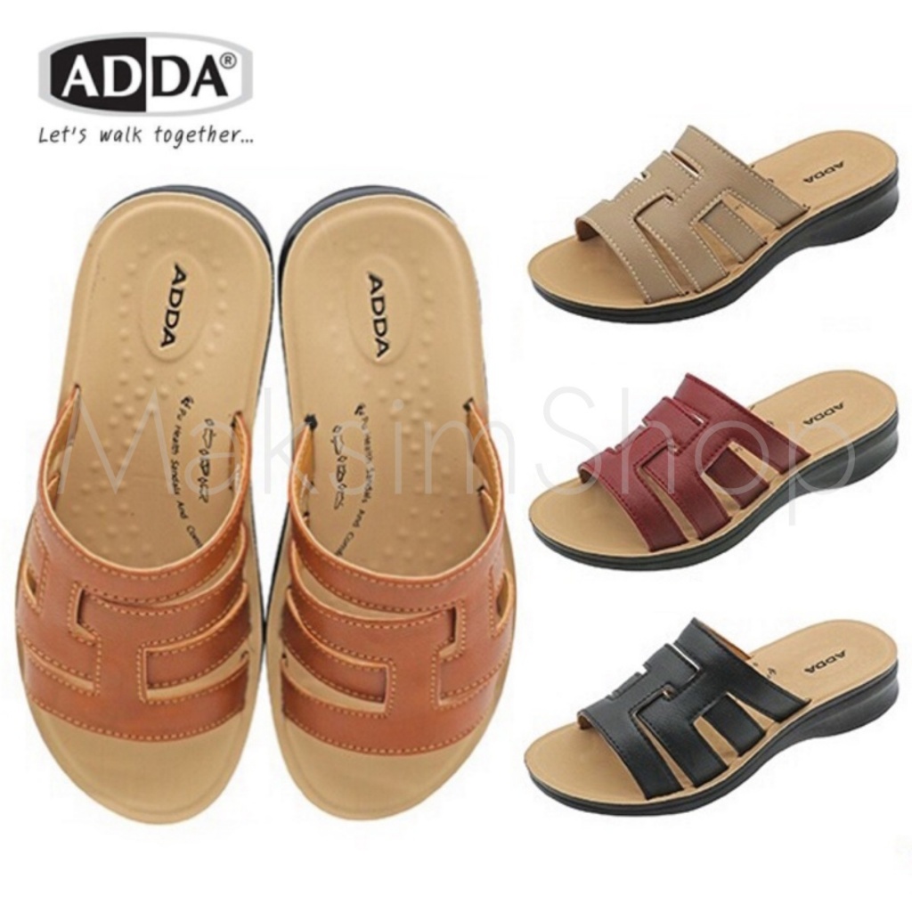 🔥ADDA 74803 รองเท้าแตะลำลอง รองเท้าผู้หญิง ทรง ใส่สบาย พื้นนุ่ม สไตล์วินเทจ ไซส์ 35-40 สี ดำ แดง ครีม น้ำตาล Maksim